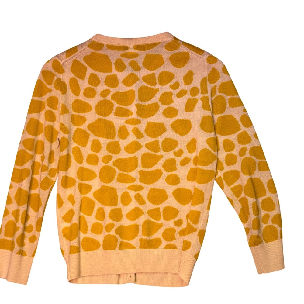 J.Crew Giraffe Print Merino Wool Cardigan Women's M Mustard Yellow Cream - Picture 11 of 11